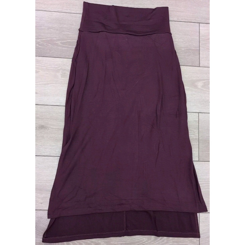 Savvi Luxe Brooklyn Skirt Size M Maroon Elastic Waist Hi Low Hem Pull On Knit